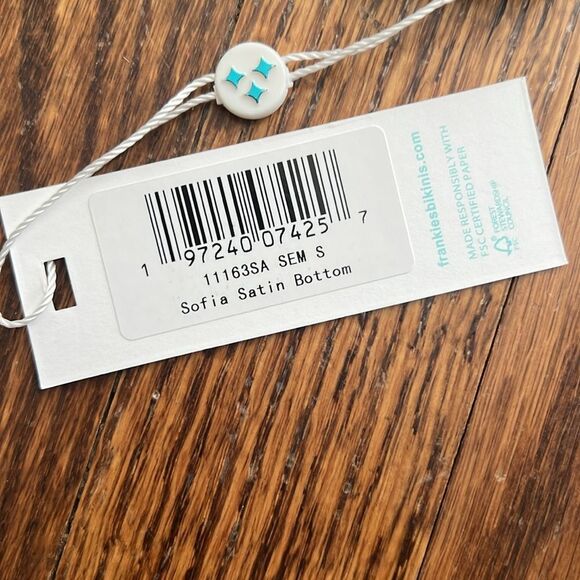 Frankie’s Bikinis Sophia Satin Micro Bikini Bottom in Sea Moss - Picture 7 of 7